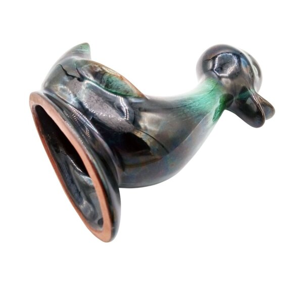Ceramic Duck Vintage Figurine Green Black Glazed 5.25 Inches Baby Duckling - Picture 13 of 14